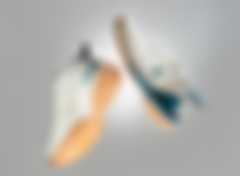 Close-up of a pair of classic white tennis shoes