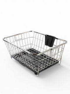 Stainless Steel Empty Dish Drying Rack Basket with Utensil Holder